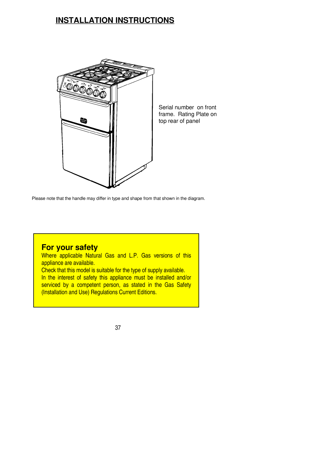 Electrolux SIG 401 installation instructions Installation Instructions 