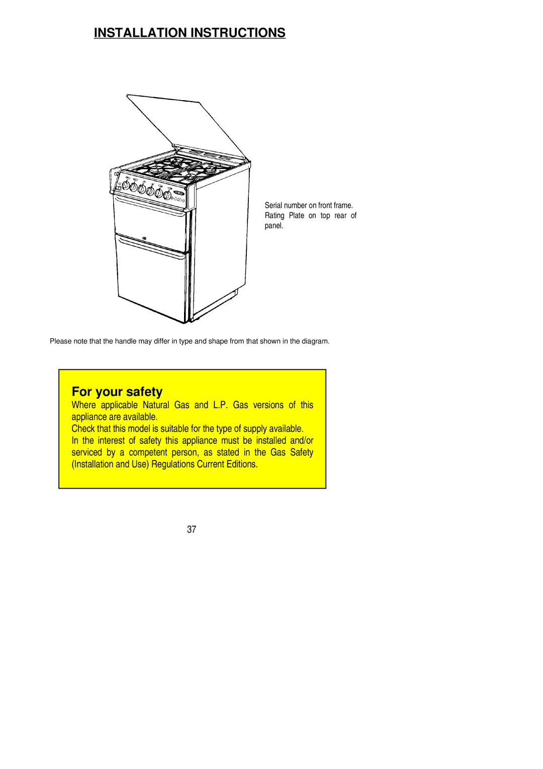 Electrolux SIG 405 R installation instructions Installation Instructions 