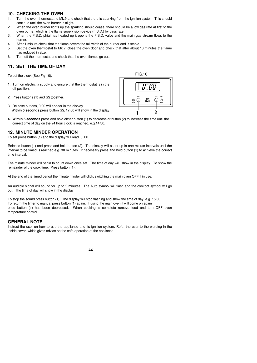 Electrolux SIG 405 R Checking the Oven, SET the Time of DAY, Minute Minder Operation, General Note 