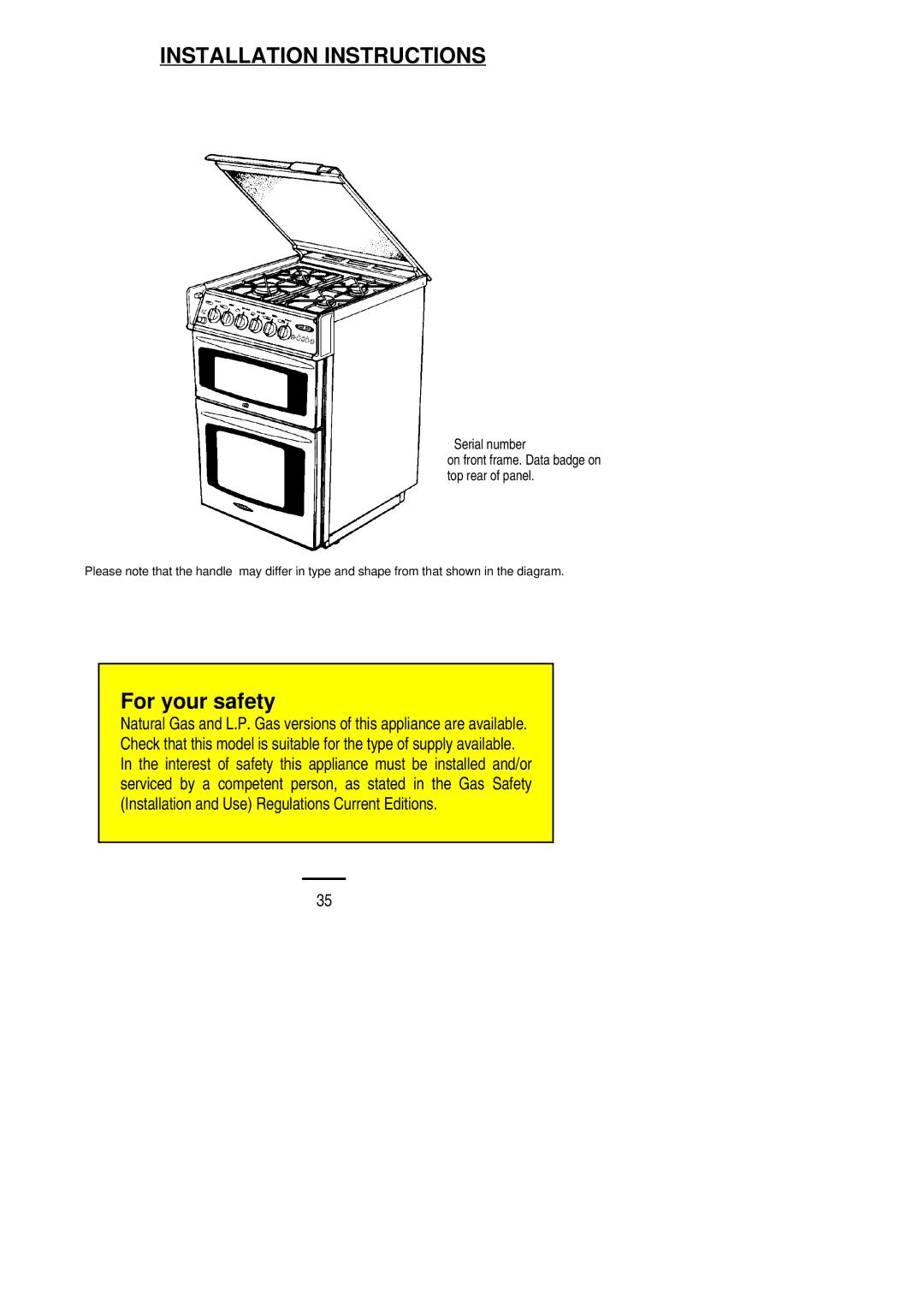 Electrolux SIG 450 installation instructions Installation Instructions 