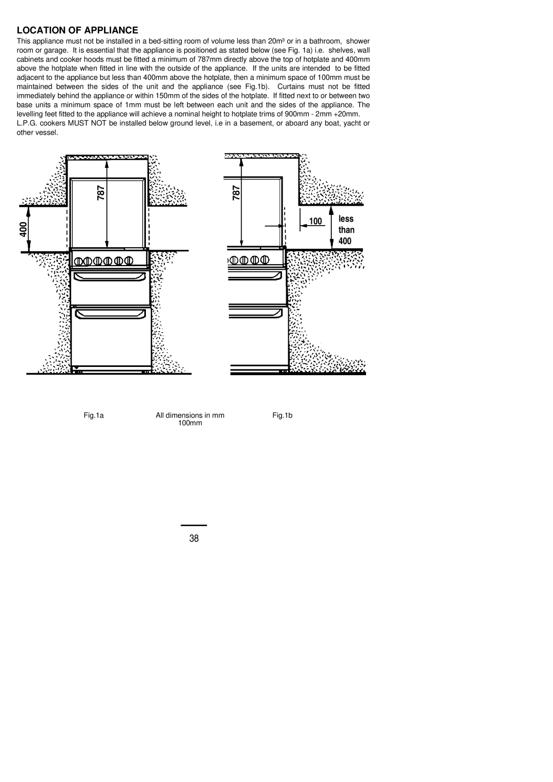 Electrolux SIG 450 installation instructions Location of Appliance 