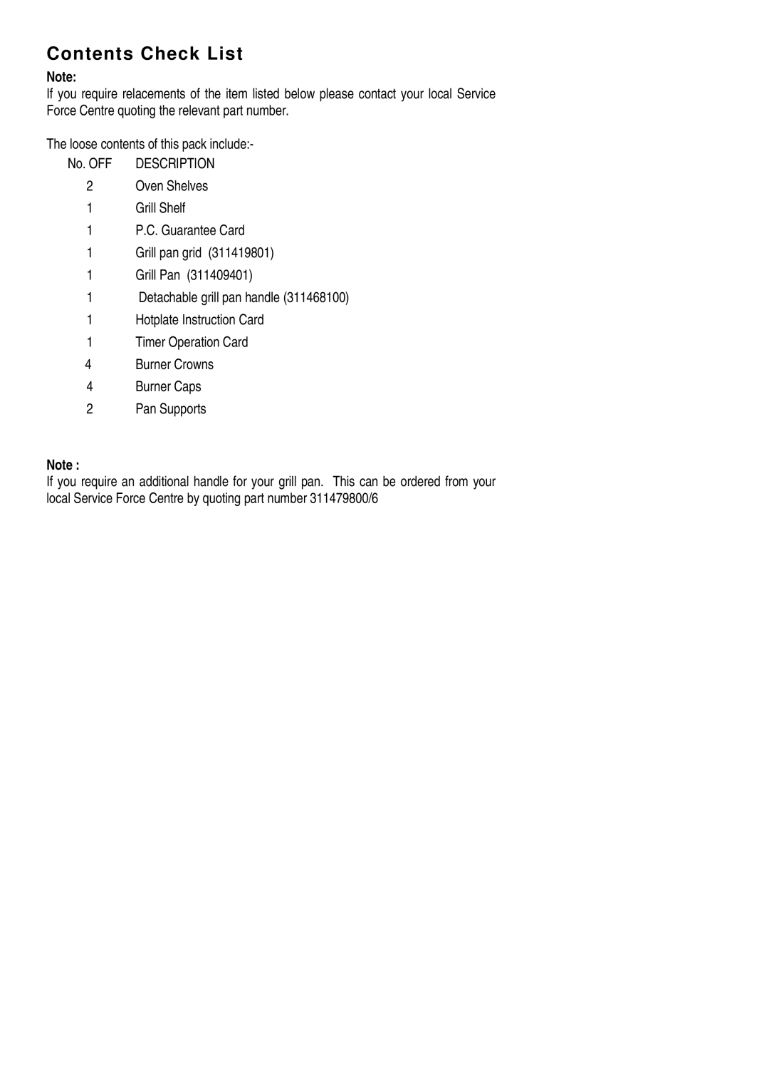 Electrolux SIG 450 installation instructions Contents Check List 