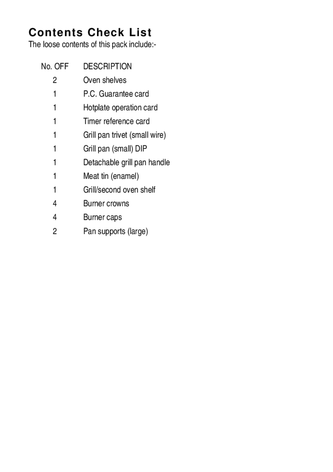 Electrolux SIG 500 installation instructions Contents Check List 