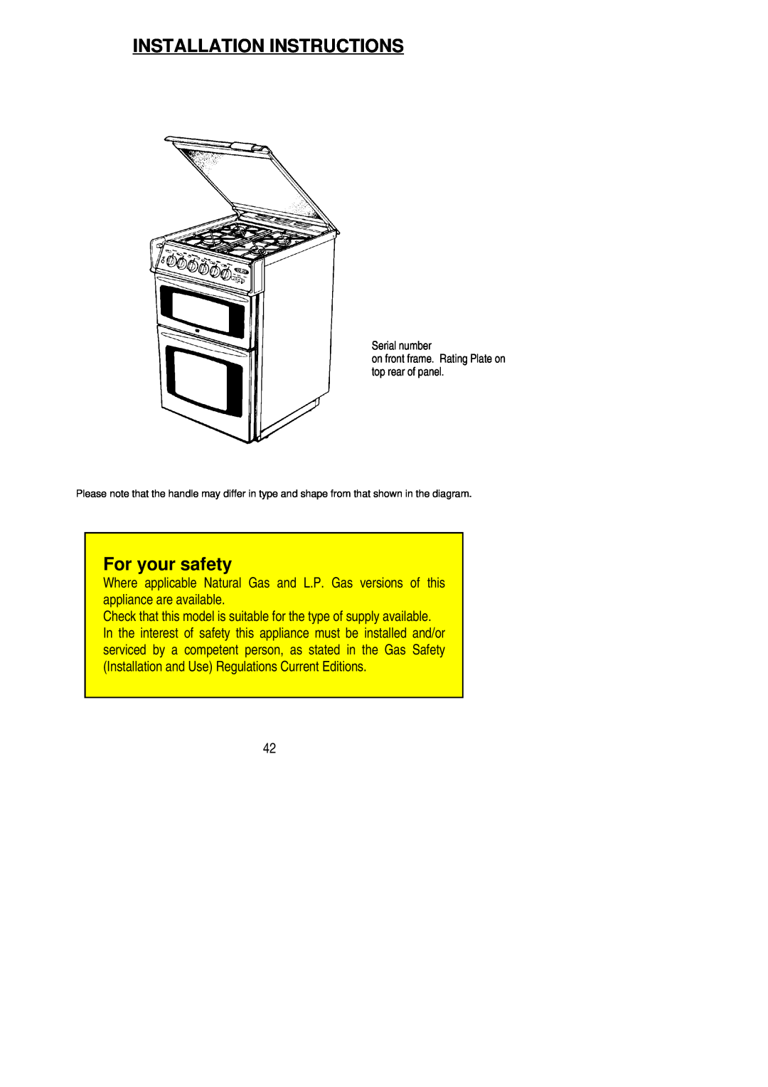Electrolux SIG 505 X installation instructions Installation Instructions, For your safety 
