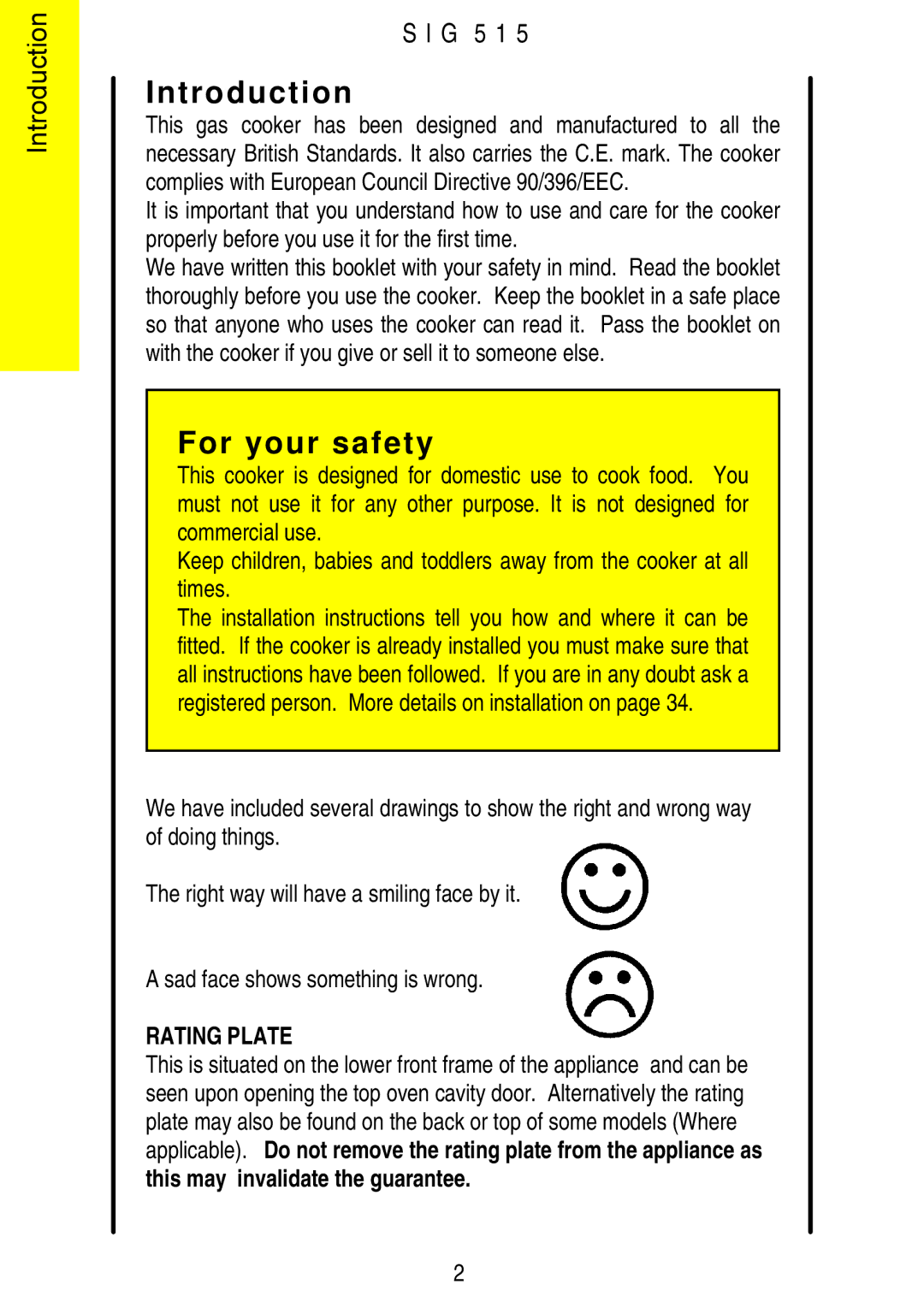 Electrolux SIG 515 installation instructions Introduction, For your safety 