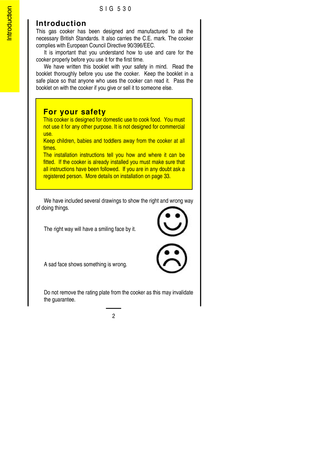 Electrolux SIG 530 installation instructions Introduction, For your safety 