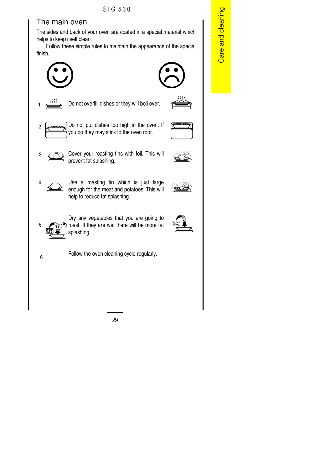 Electrolux SIG 530 installation instructions Main oven 