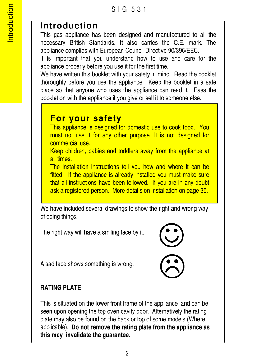 Electrolux SIG 531 installation instructions Introduction, For your safety 