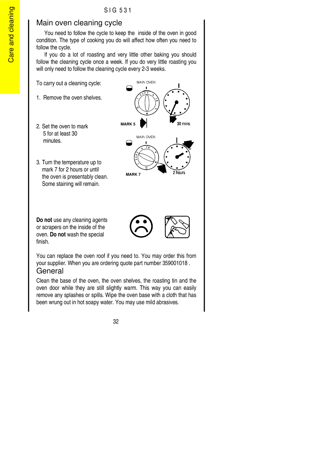 Electrolux SIG 531 installation instructions Main oven cleaning cycle, General 