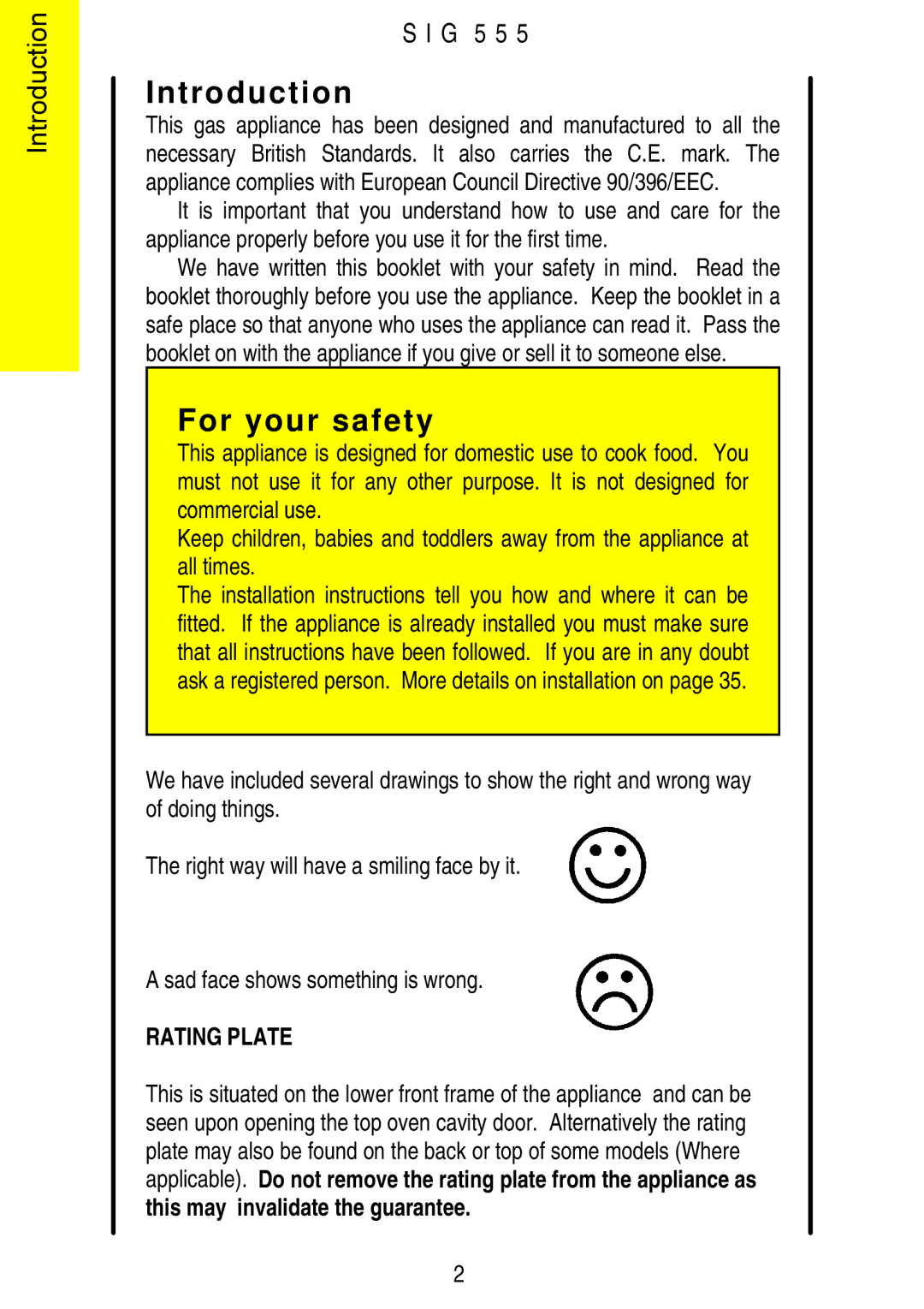 Electrolux SIG 555 installation instructions Introduction, For your safety 