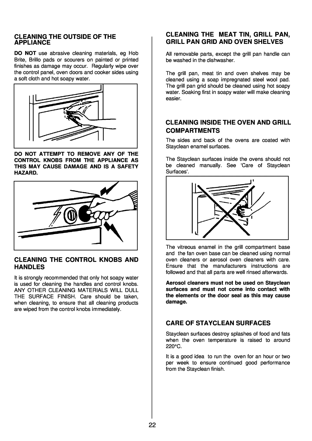 Electrolux SIM 533 installation instructions Cleaning The Outside Of The Appliance, Cleaning The Control Knobs And Handles 