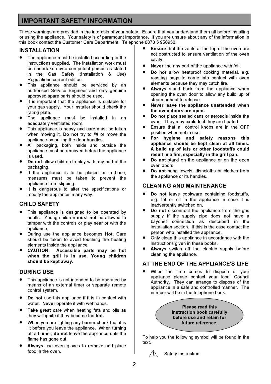 Electrolux SIM 554 installation instructions Important Safety Information 