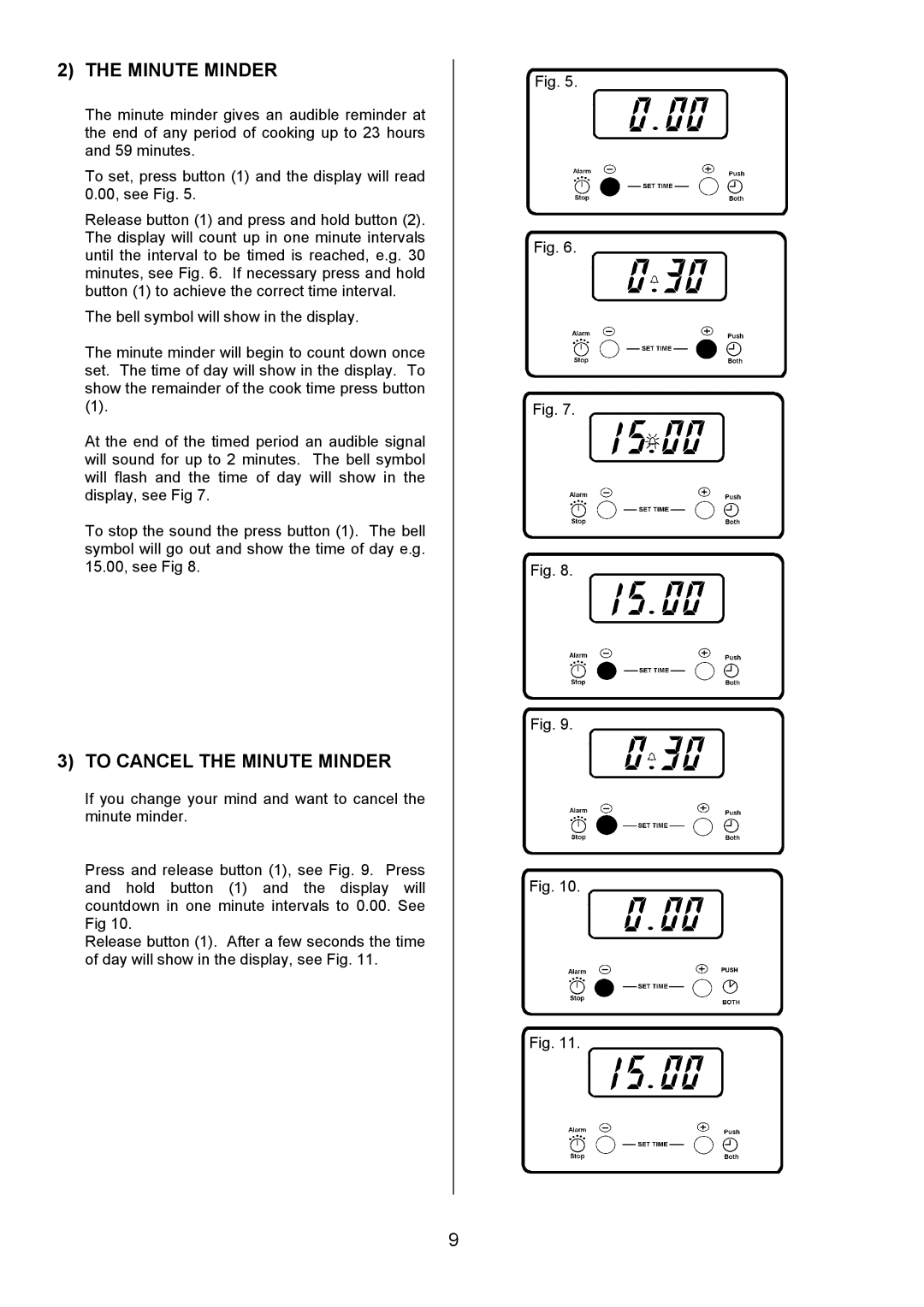 Electrolux SIM 554 installation instructions To Cancel the Minute Minder 