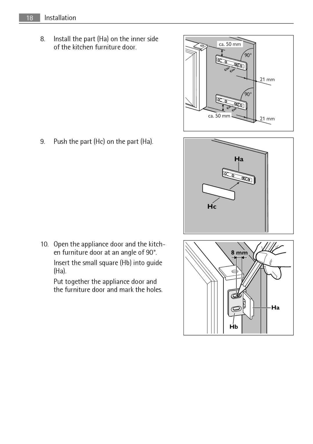 Electrolux SKS31240S0, SKS61240S0 user manual Insert the small square Hb into guide Ha 