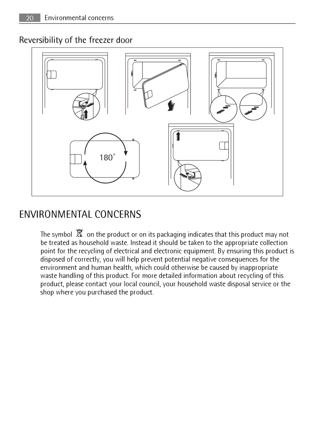 Electrolux SKS31240S0, SKS61240S0 user manual Environmental Concerns, Reversibility of the freezer door 