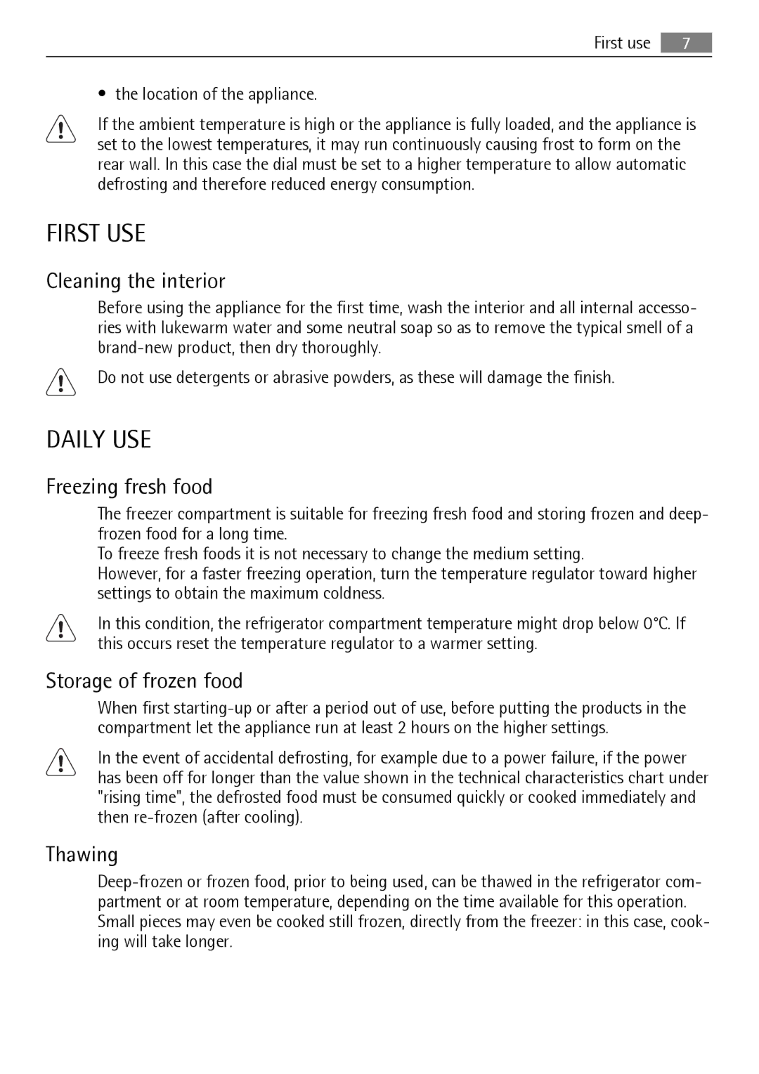 Electrolux SKS61240S0, SKS31240S0 user manual First USE, Daily USE 