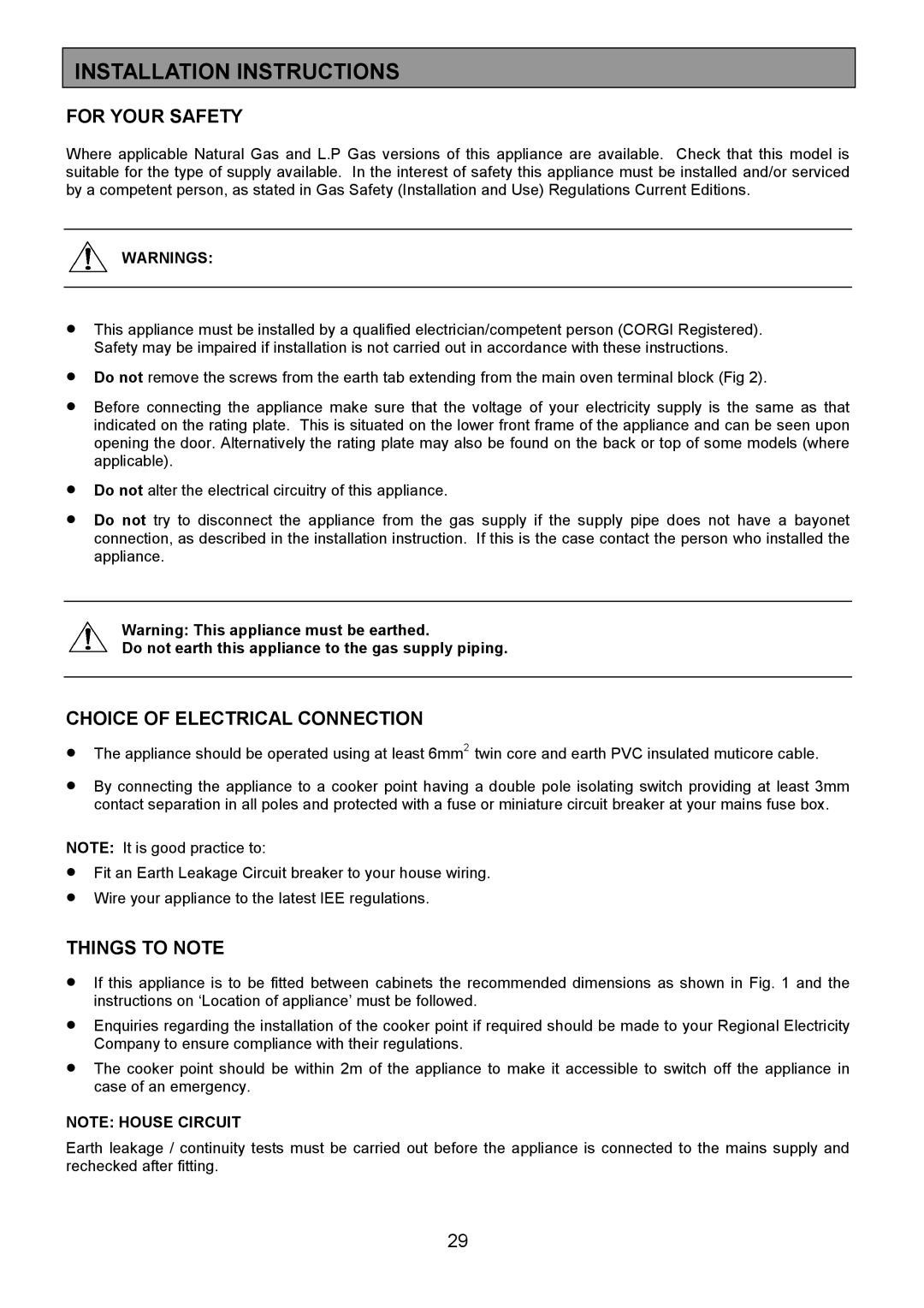 Electrolux SM 554 installation instructions Installation Instructions, For Your Safety, Choice of Electrical Connection 