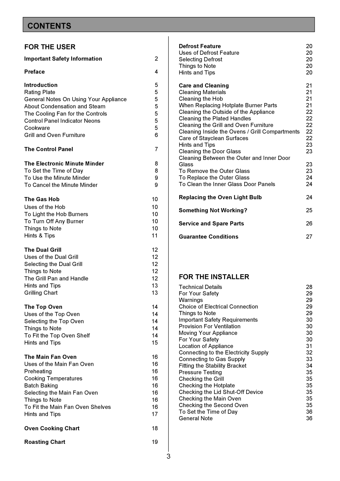 Electrolux SM 554 installation instructions Contents 