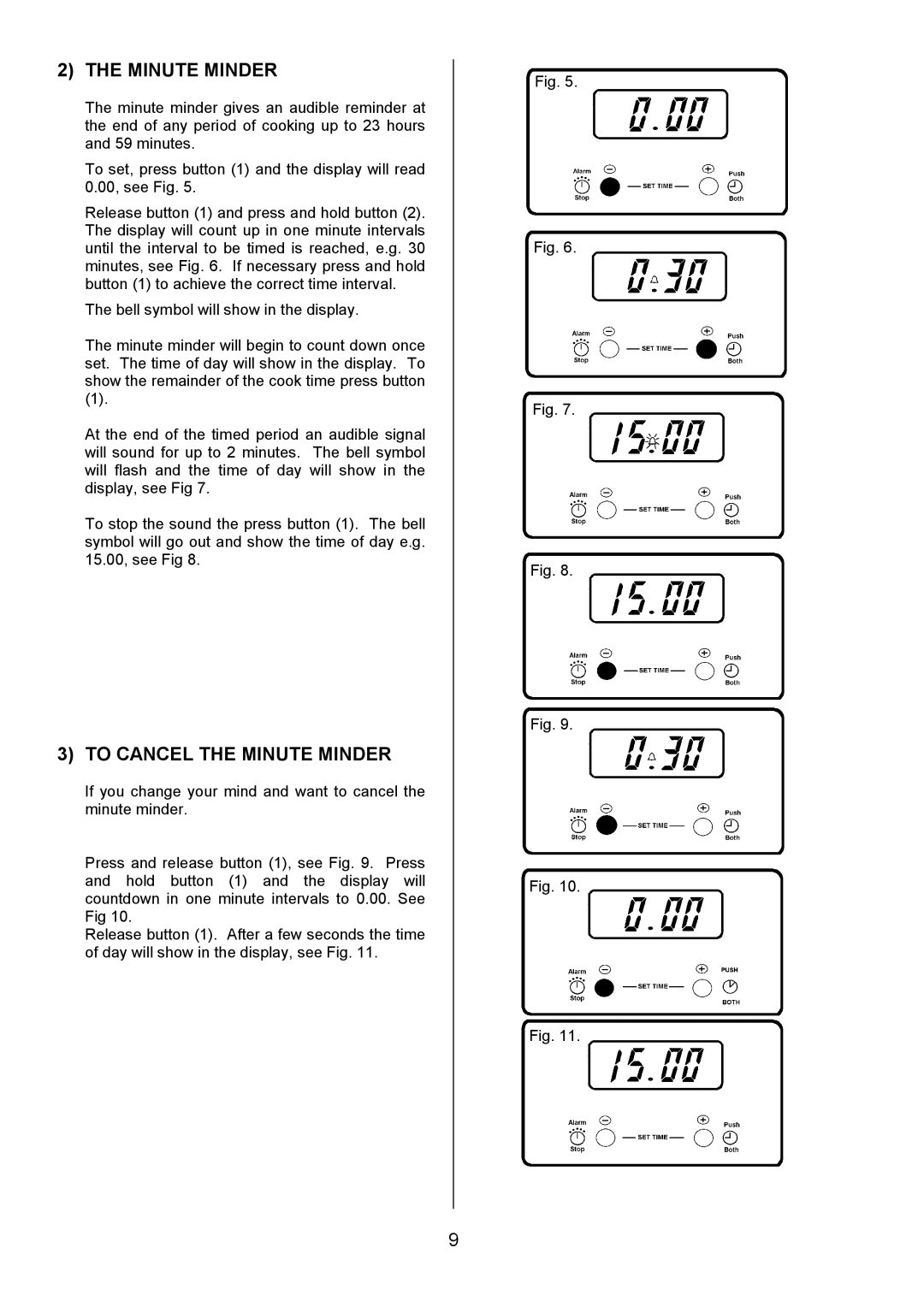 Electrolux SM 554 installation instructions To Cancel the Minute Minder 