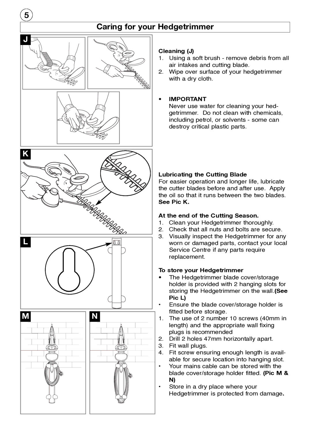 Electrolux HT420, T510, HT600, HT51, HT450, 96481470100, 96481480100, 96481570100 manual Caring for your Hedgetrimmer 