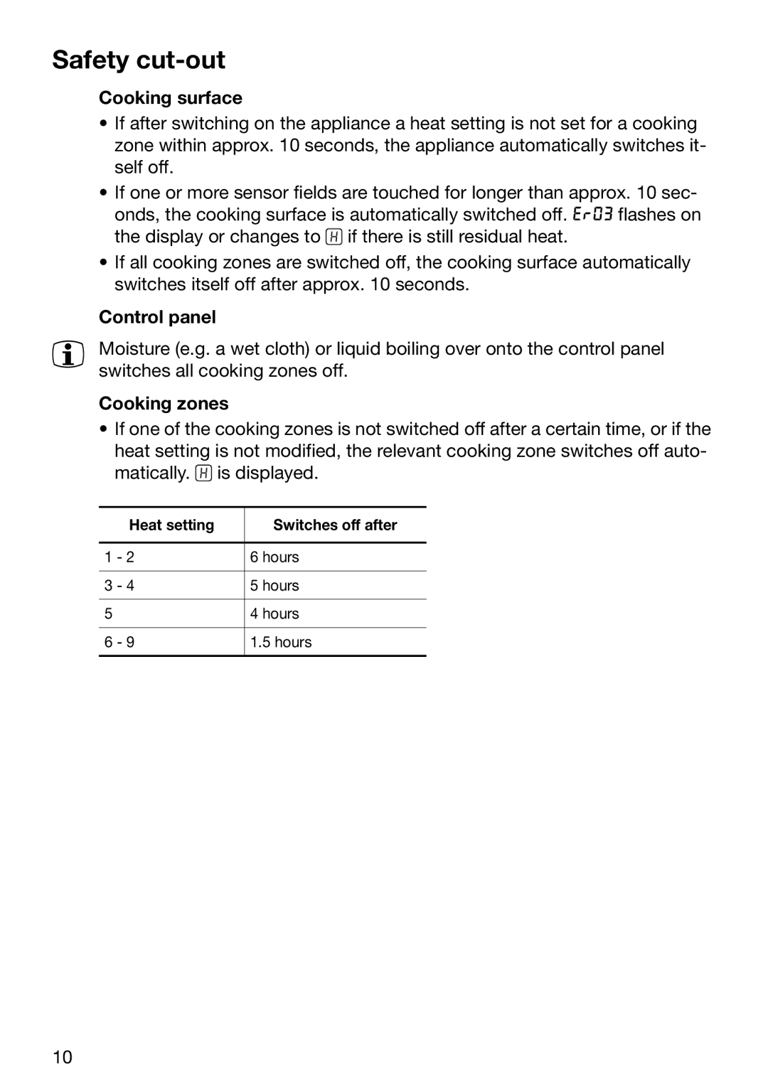 Electrolux TBC 651 X installation instructions Safety cut-out, Cooking surface, Cooking zones 