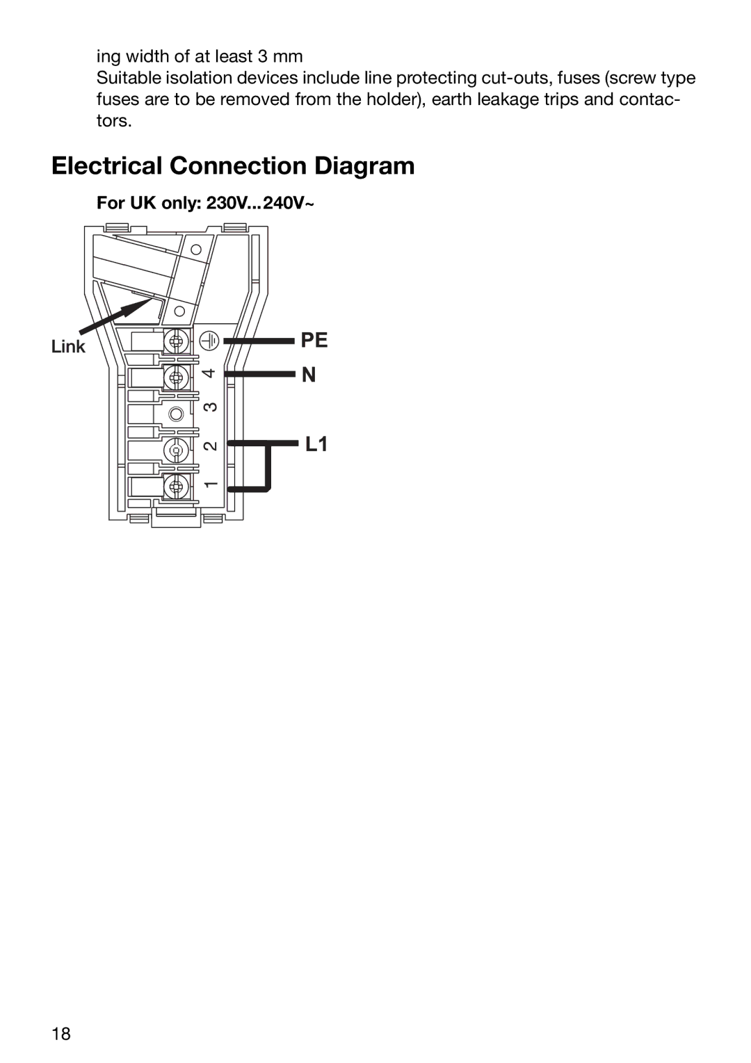 Electrolux TBC 651 X installation instructions Electrical Connection Diagram, For UK only 230V...240V~ 