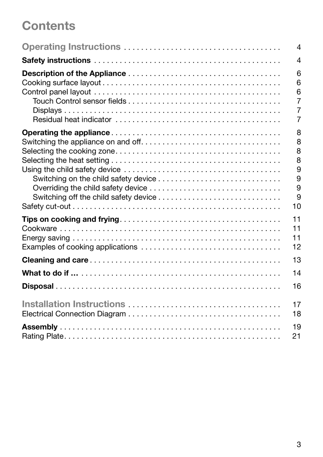 Electrolux TBC 651 X installation instructions Contents 