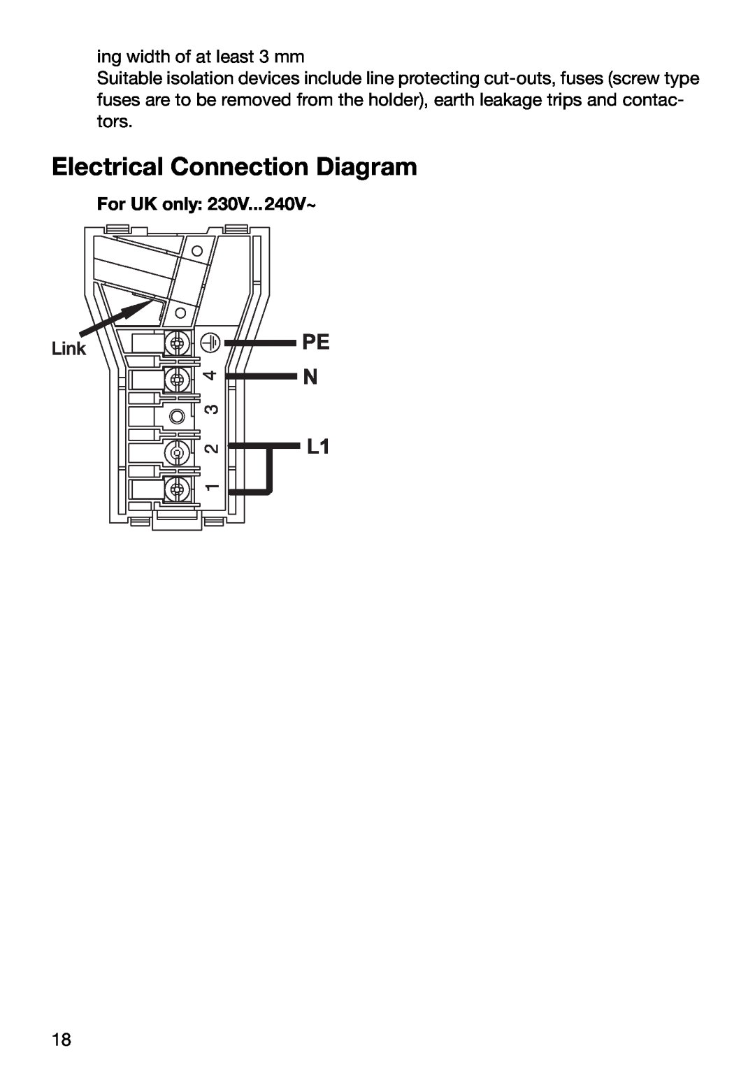Electrolux TBC 651 X installation instructions Electrical Connection Diagram, For UK only 230V...240V~ 
