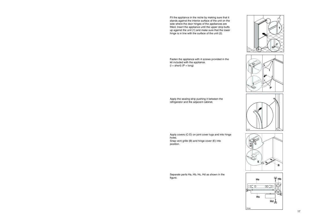 Electrolux TBFF 37 installation instructions D724 PR266 