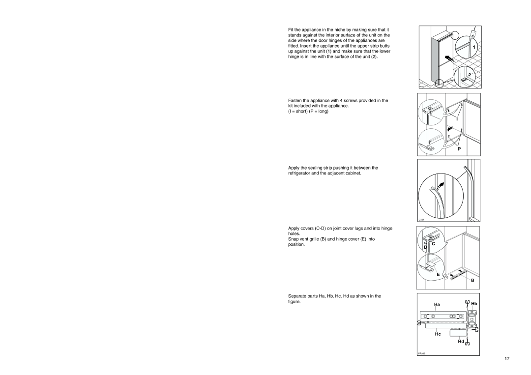 Electrolux TBFF 37 installation instructions 
