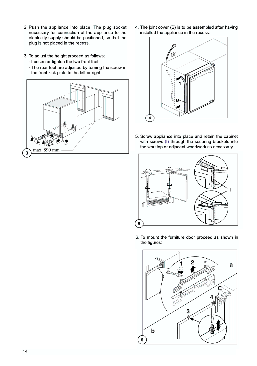 Electrolux TBUL 140 installation instructions Max mm 