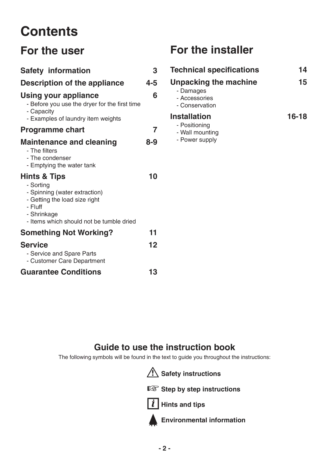 Electrolux TC 180 manual Contents 