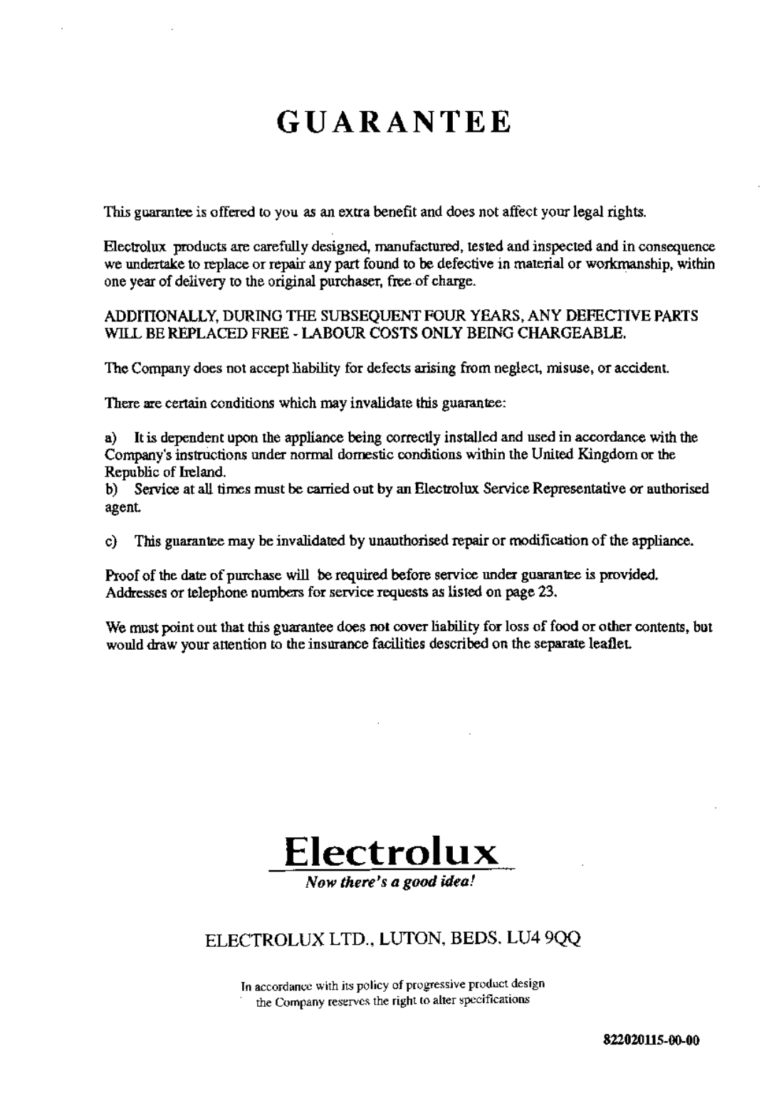 Electrolux TF 349, TF 319 manual 