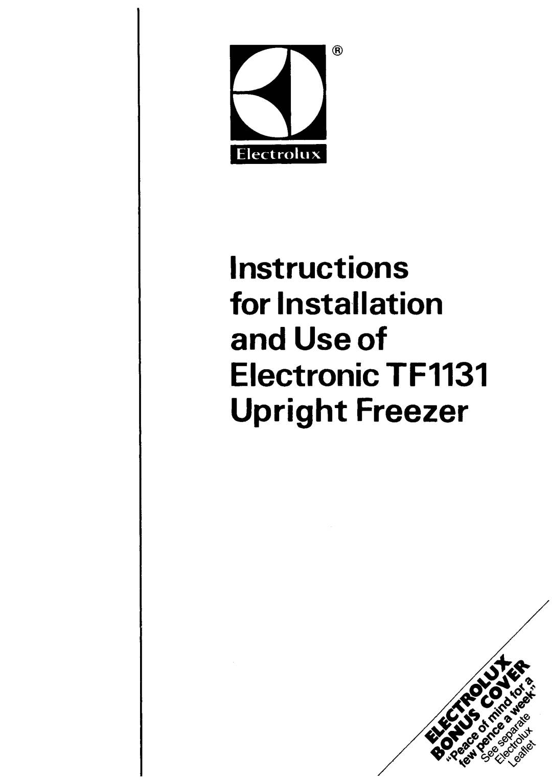 Electrolux TF1131 manual 