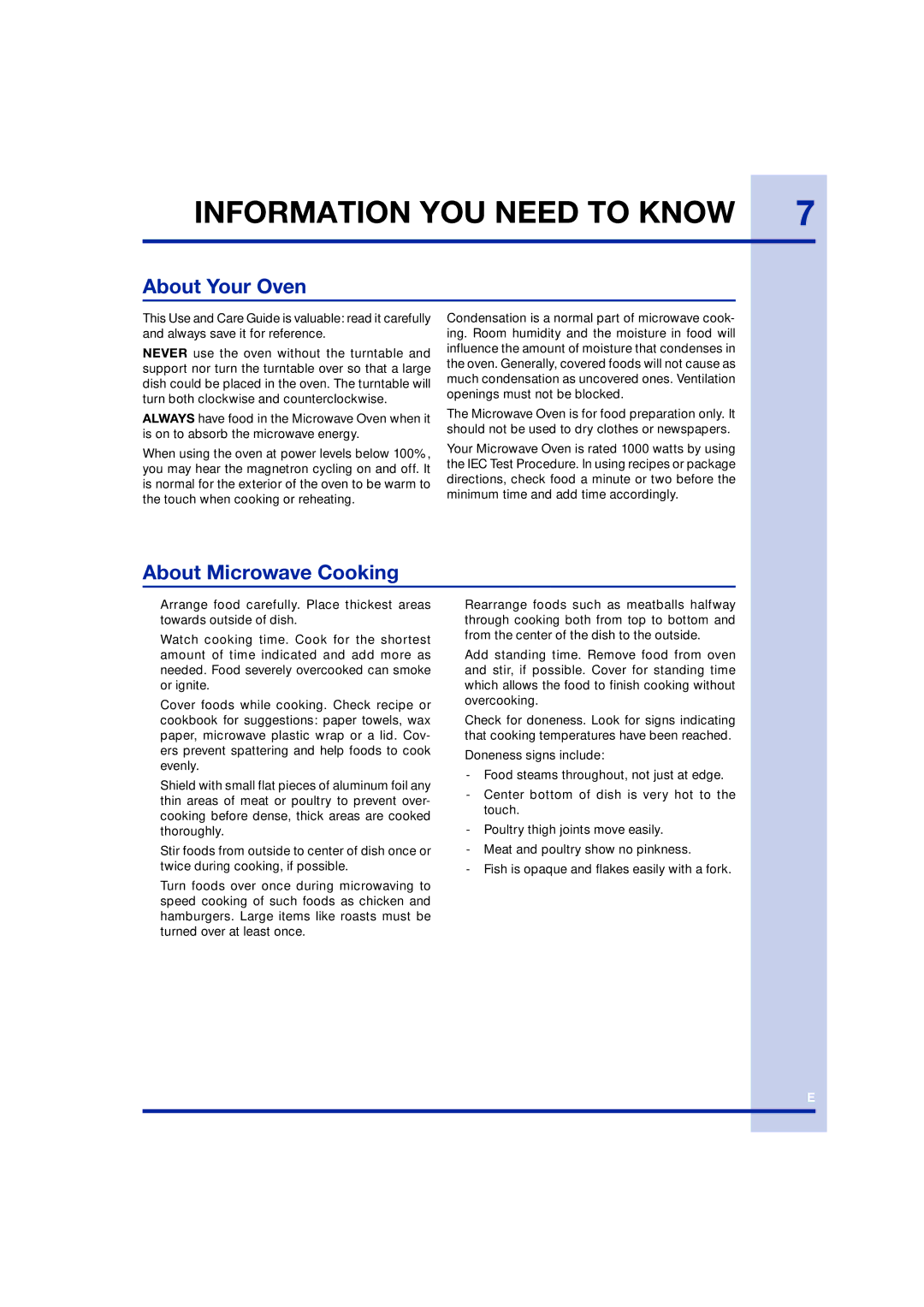 Electrolux TINSEB258WRRZ-EL01 manual Information YOU Need to Know, About Your Oven, About Microwave Cooking 