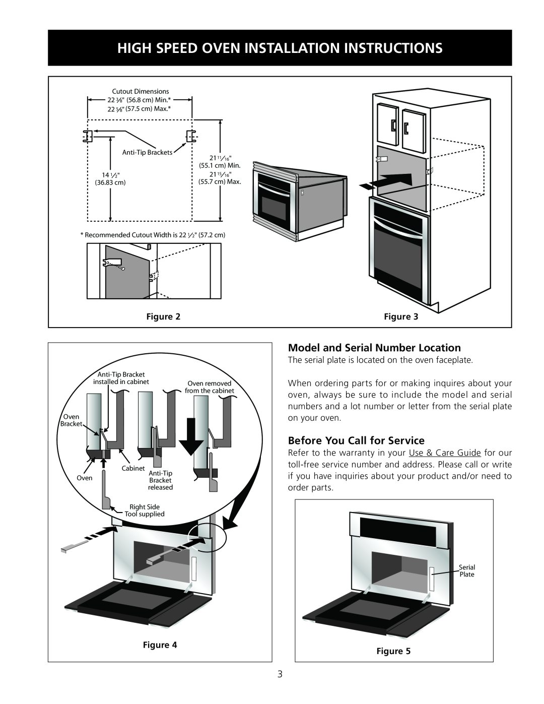 Electrolux TINSEB424MRR0 High Speed Oven Installation Instructions, Model and Serial Number Location 