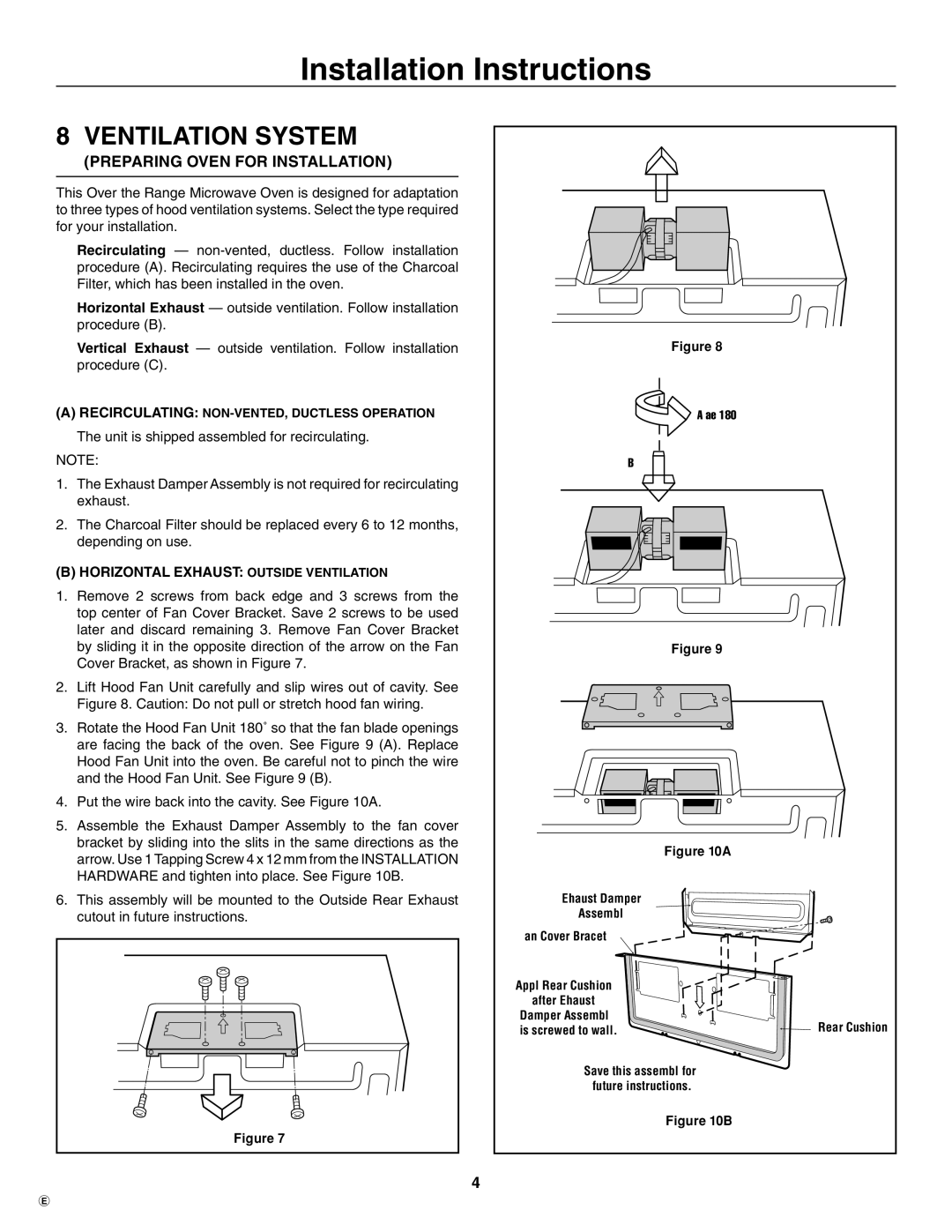 Electrolux TINSEB484MRR0 Ventilation System, Preparing Oven for Installation, Horizontal Exhaust Outside Ventilation 