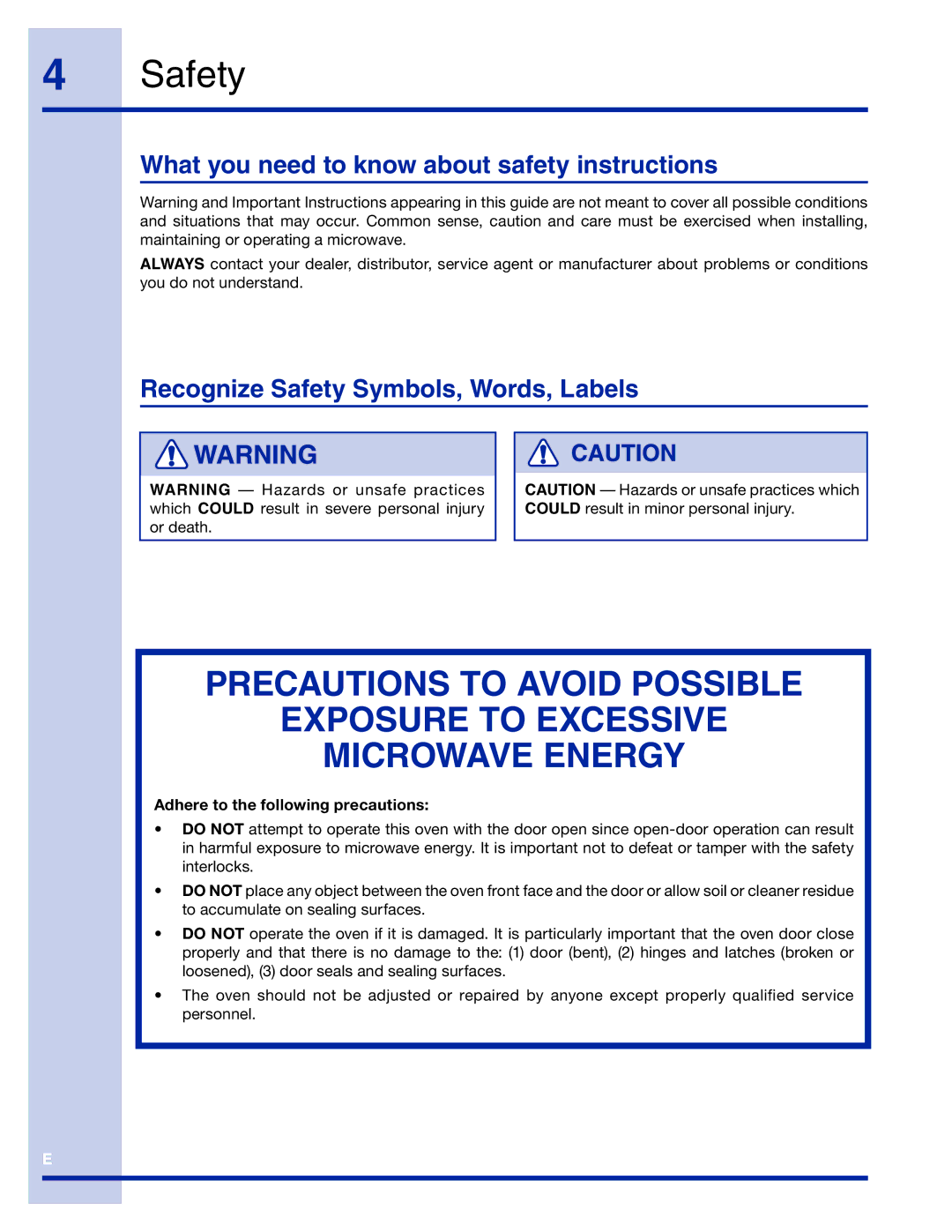 Electrolux TINSEB491MRR0 manual What you need to know about safety instructions, Recognize Safety Symbols, Words, Labels 