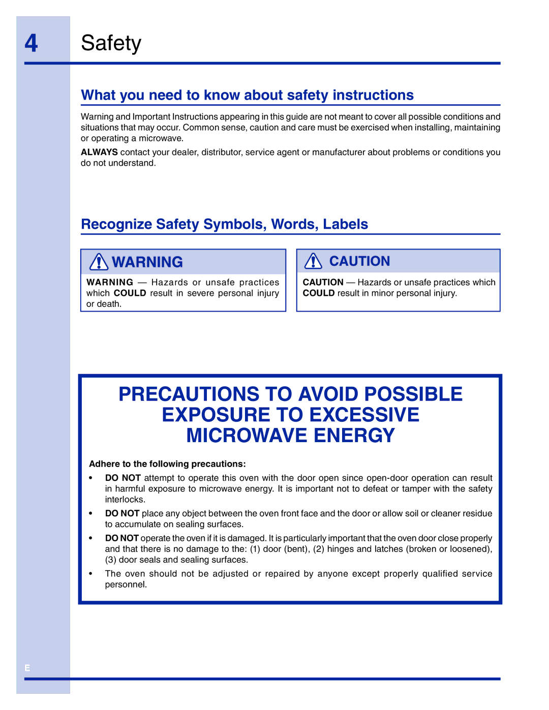 Electrolux TINSEB493MRR1 manual What you need to know about safety instructions, Recognize Safety Symbols, Words, Labels 