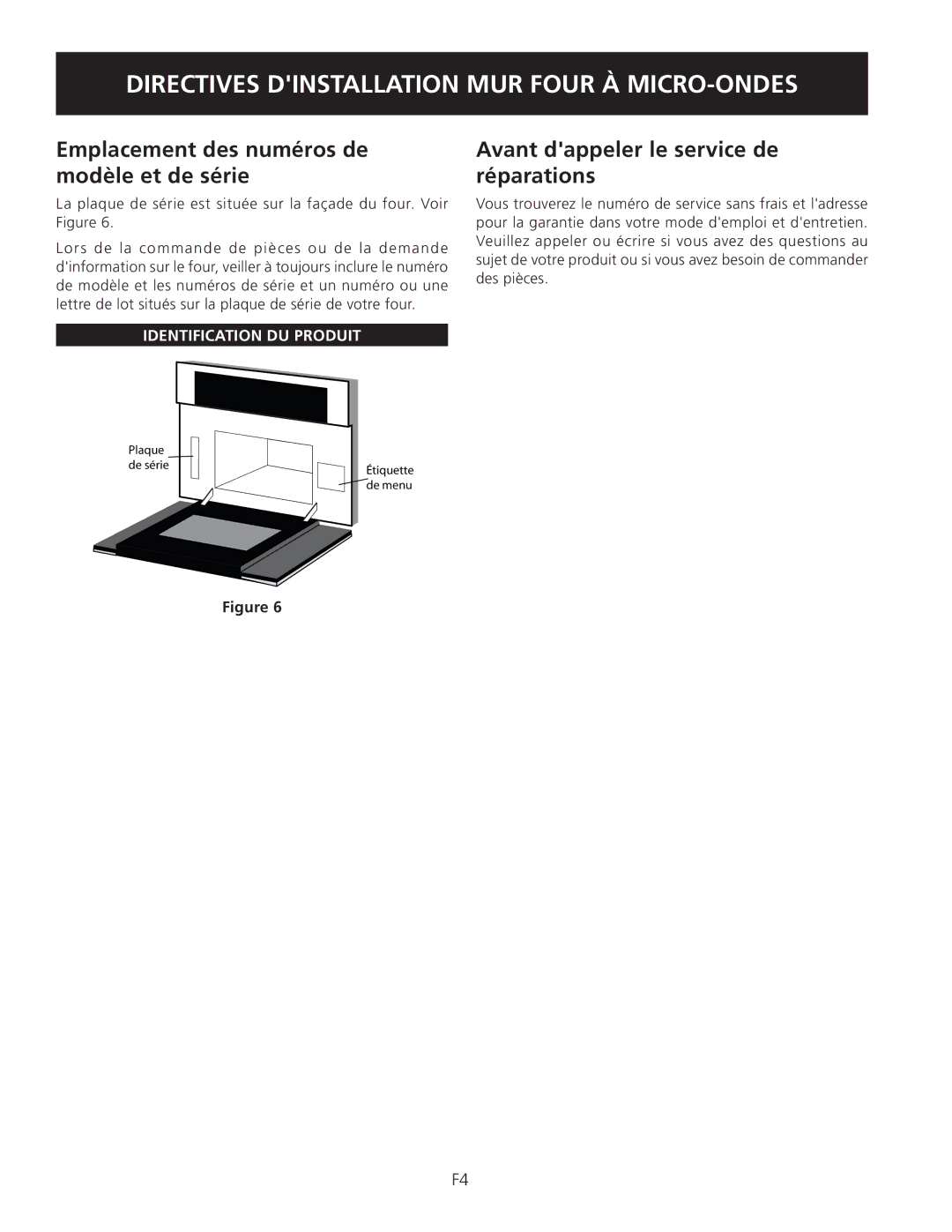 Electrolux TINSEB504MRR0 dimensions Emplacement des numéros de modèle et de série, Avant dappeler le service de réparations 