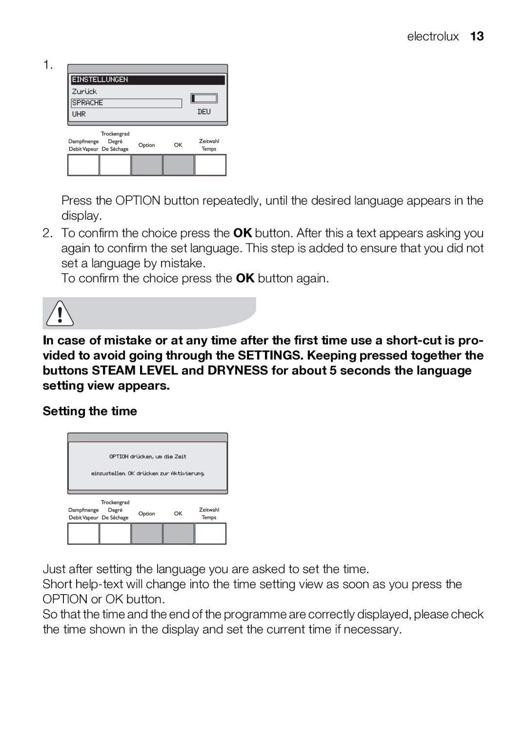 Electrolux TK SL5 E user manual Einstellungen 