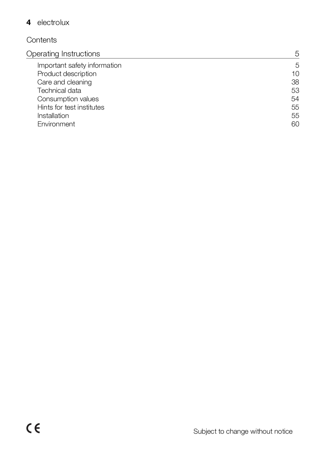 Electrolux TK SL5 E user manual Electrolux Contents Operating Instructions 