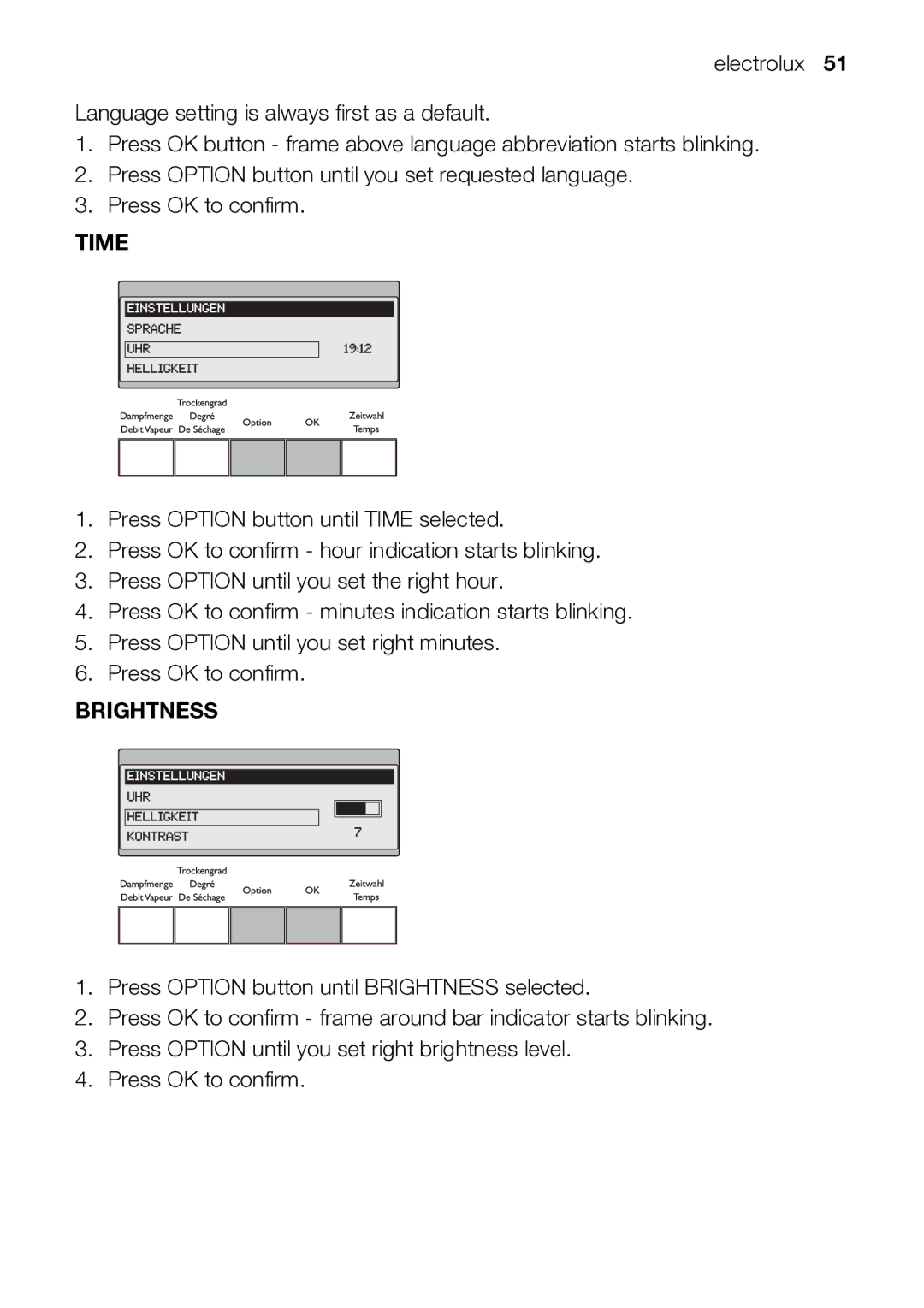 Electrolux TK SL5 E user manual Time 