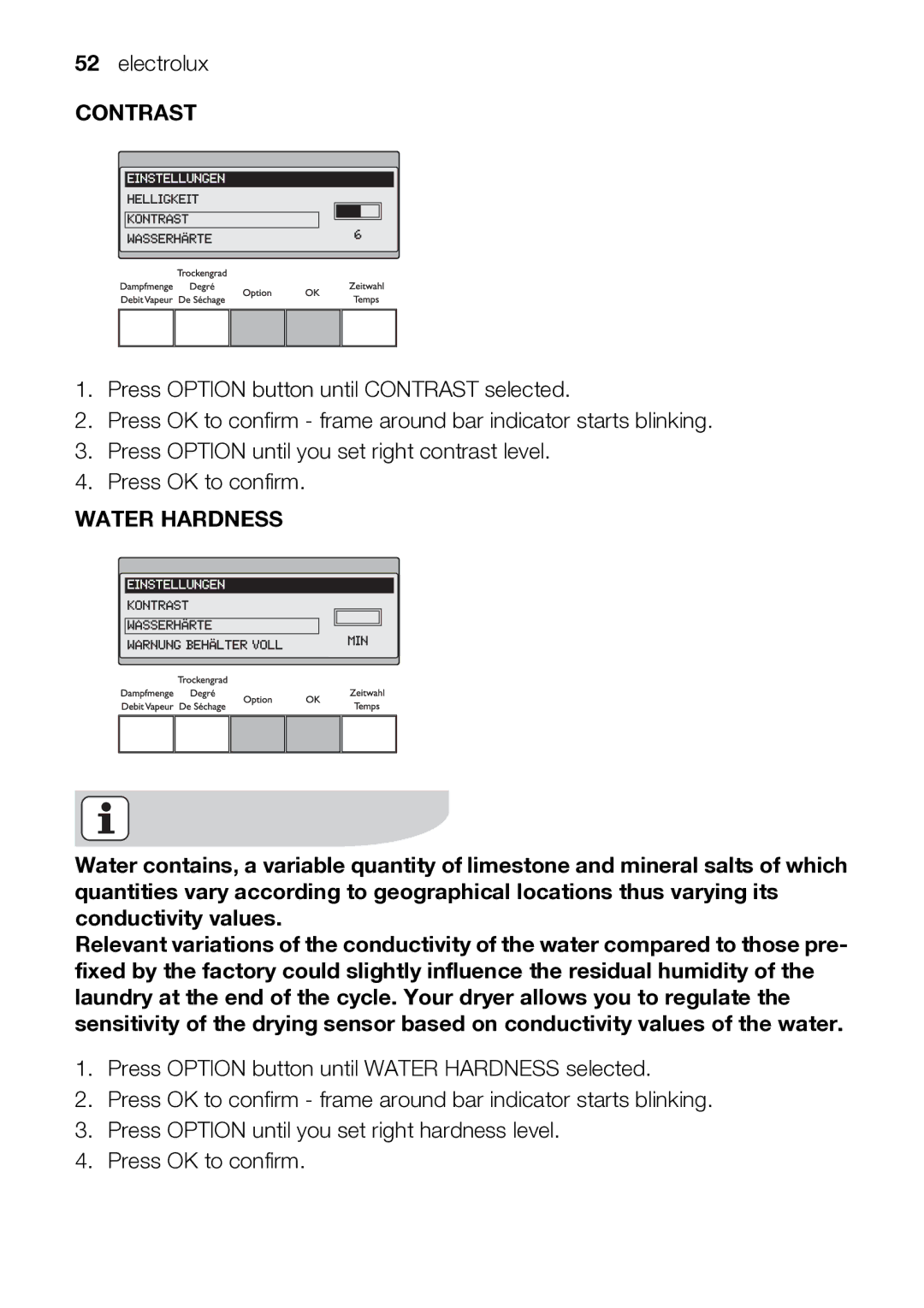 Electrolux TK SL5 E user manual Contrast 