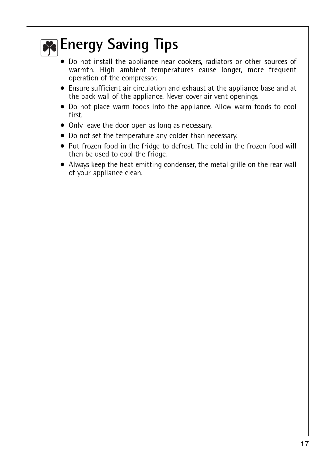 Electrolux S 70170, TK38 manual Energy Saving Tips 