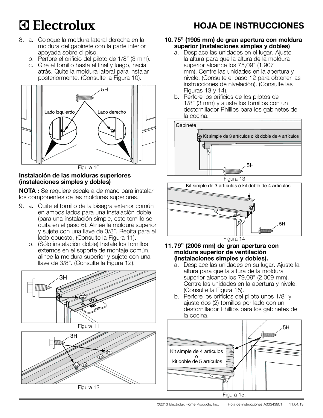 Electrolux TRIMKITSS1, TRIMKITEZ1 instruction sheet Artículos 