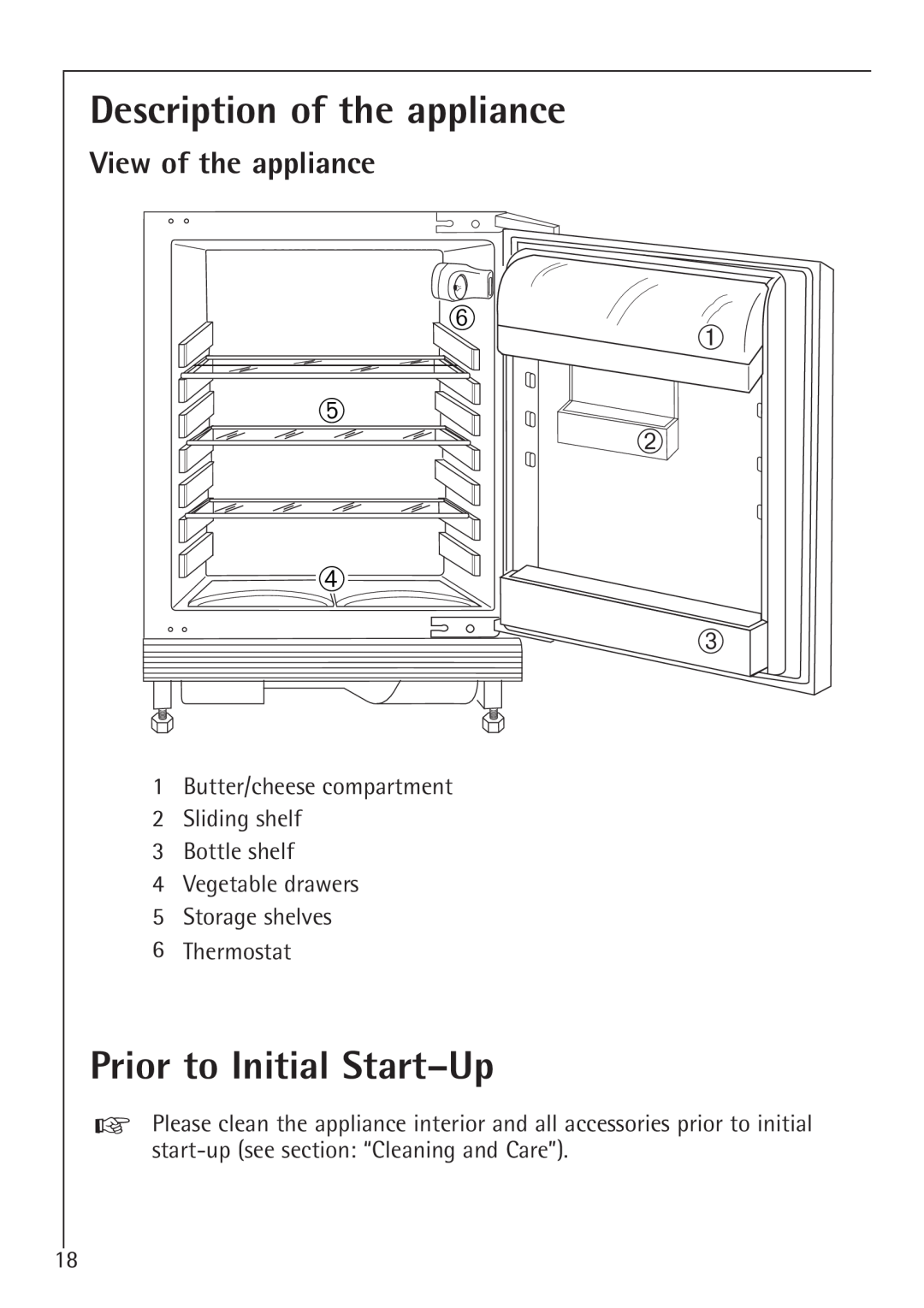 Electrolux U 86000-4 manual Description of the appliance, Prior to Initial Start-Up, View of the appliance 