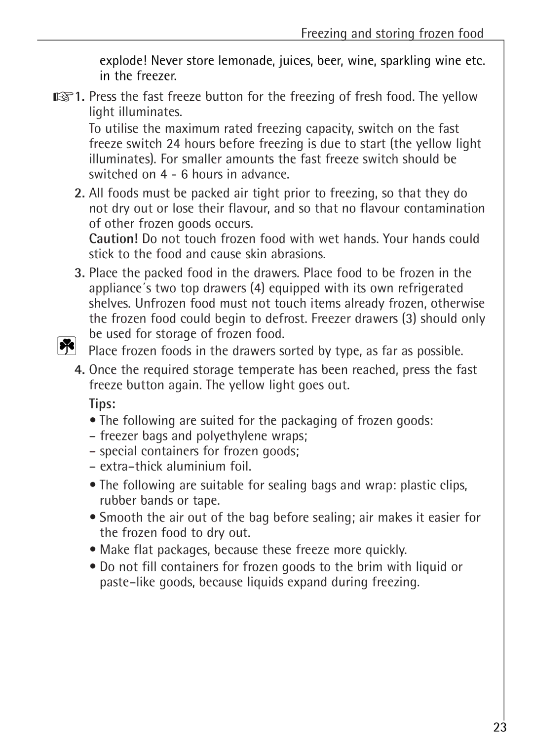 Electrolux U 86050-4 I operating instructions Tips 