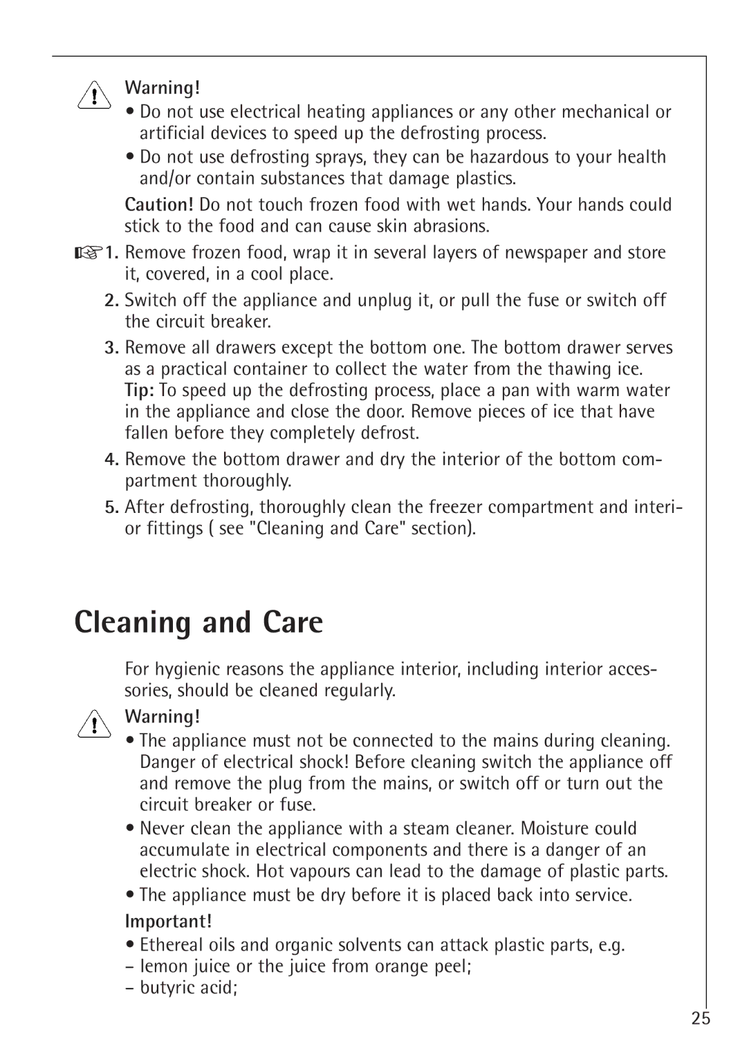 Electrolux U 86050-4 I operating instructions Cleaning and Care 