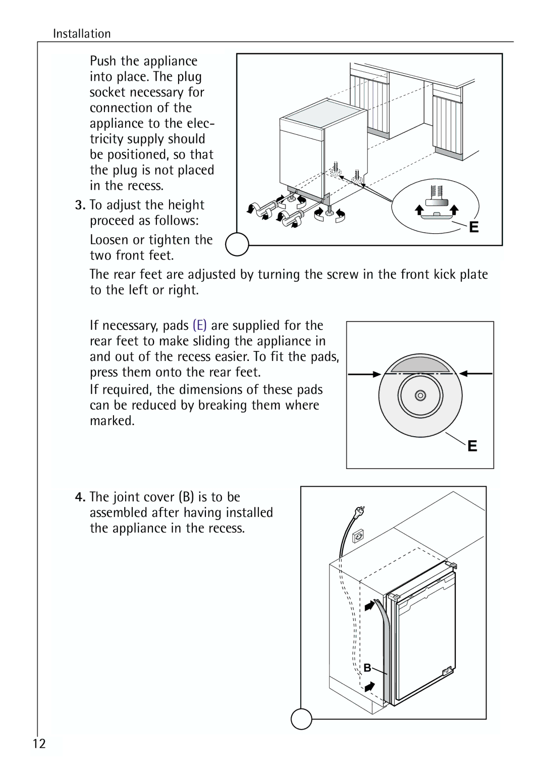 Electrolux U 96040-4 i installation instructions Installation 